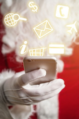 Santa Claus shopping online, using ecommerce