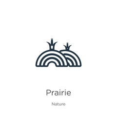 Prairie icon. Thin linear prairie outline icon isolated on white background from nature collection. Line vector prairie sign, symbol for web and mobile