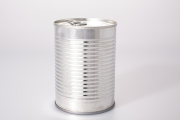 aluminum food can without label isolated on white