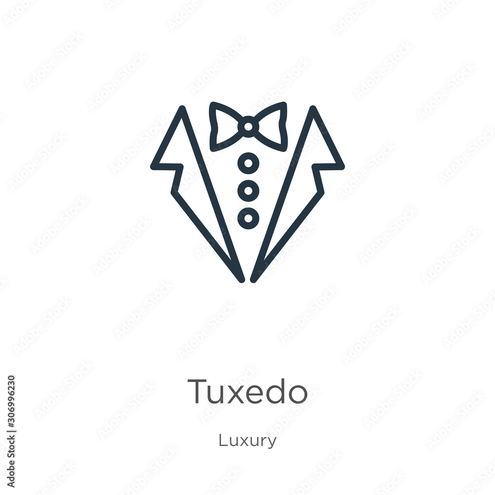 Poster tuxedo icon. thin linear tuxedo outline icon isolated on white background from luxury collection. li