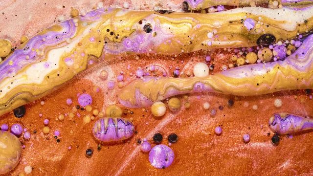 Fantastic Surface. Abstract Colorful Paint Metamorphosis Structure. Colorful Bubbles.