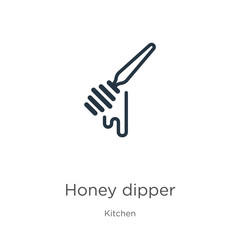 Fototapeta na wymiar Honey dipper icon. Thin linear honey dipper outline icon isolated on white background from kitchen collection. Line vector honey dipper sign, symbol for web and mobile
