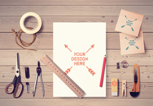 Back to School Neutral Technical Drawing Mockup