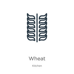 Wheat icon. Thin linear wheat outline icon isolated on white background from kitchen collection. Line vector wheat sign, symbol for web and mobile