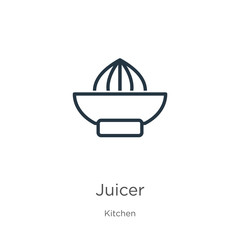 Juicer icon. Thin linear juicer outline icon isolated on white background from kitchen collection. Line vector juicer sign, symbol for web and mobile