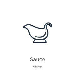 Sauce icon. Thin linear sauce outline icon isolated on white background from kitchen collection. Line vector sauce sign, symbol for web and mobile
