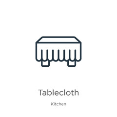 Tablecloth icon. Thin linear tablecloth outline icon isolated on white background from kitchen collection. Line vector tablecloth sign, symbol for web and mobile