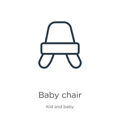Baby chair icon. Thin linear baby chair outline icon isolated on white background from kid and baby collection. Line vector baby chair sign, symbol for web and mobile