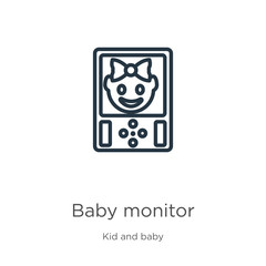 Baby monitor icon. Thin linear baby monitor outline icon isolated on white background from kid and baby collection. Line vector baby monitor sign, symbol for web and mobile