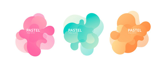 Fluid abstract banner template illustration. Set of modern pastel color gradient liquid shapes isolated on white background. Art paint concept. Design element for poster, backdrop, web, sale, print.