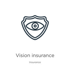 Vision insurance icon. Thin linear vision insurance outline icon isolated on white background from insurance collection. Line vector vision insurance sign, symbol for web and mobile