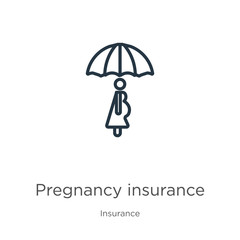Pregnancy insurance icon. Thin linear pregnancy insurance outline icon isolated on white background from insurance collection. Line vector pregnancy insurance sign, symbol for web and mobile