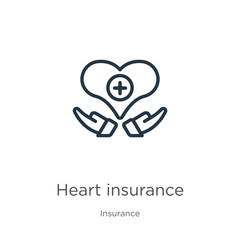 Heart insurance icon. Thin linear heart insurance outline icon isolated on white background from insurance collection. Line vector heart insurance sign, symbol for web and mobile