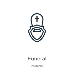 Obraz premium Funeral icon. Thin linear funeral outline icon isolated on white background from insurance collection. Line vector funeral sign, symbol for web and mobile