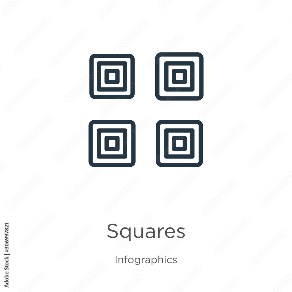 Poster squares icon. thin linear squares outline icon isolated on white background from infographics collec