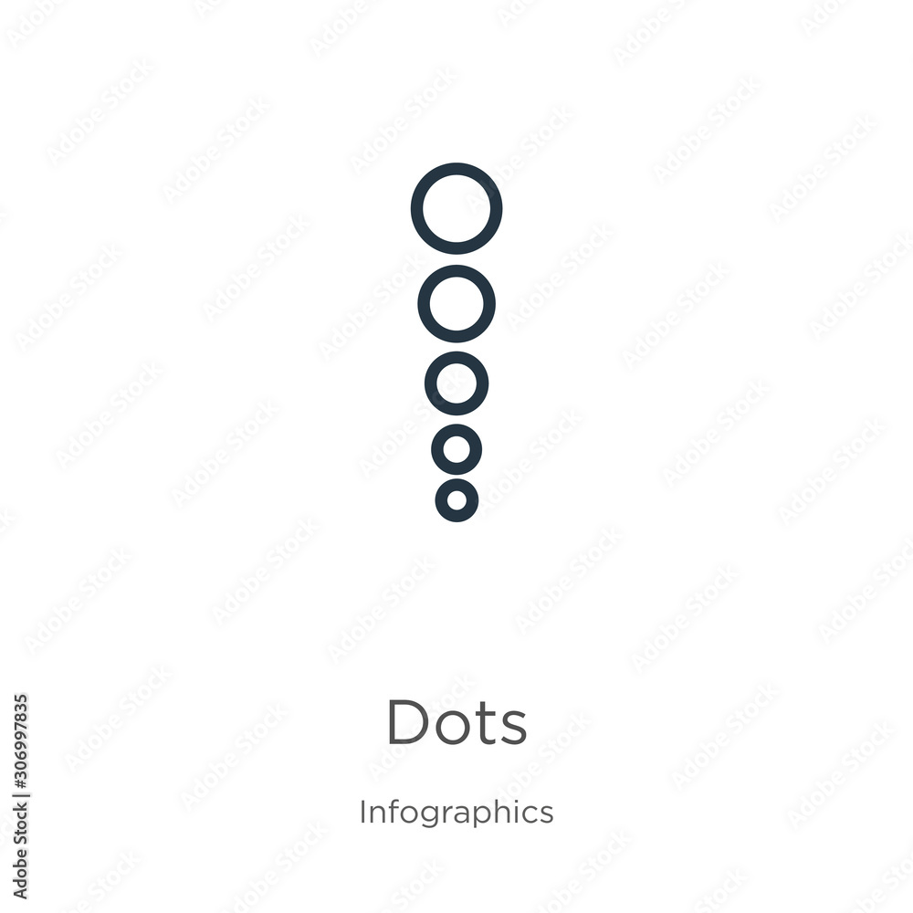 Poster dots icon. thin linear dots outline icon isolated on white background from infographics collection. 