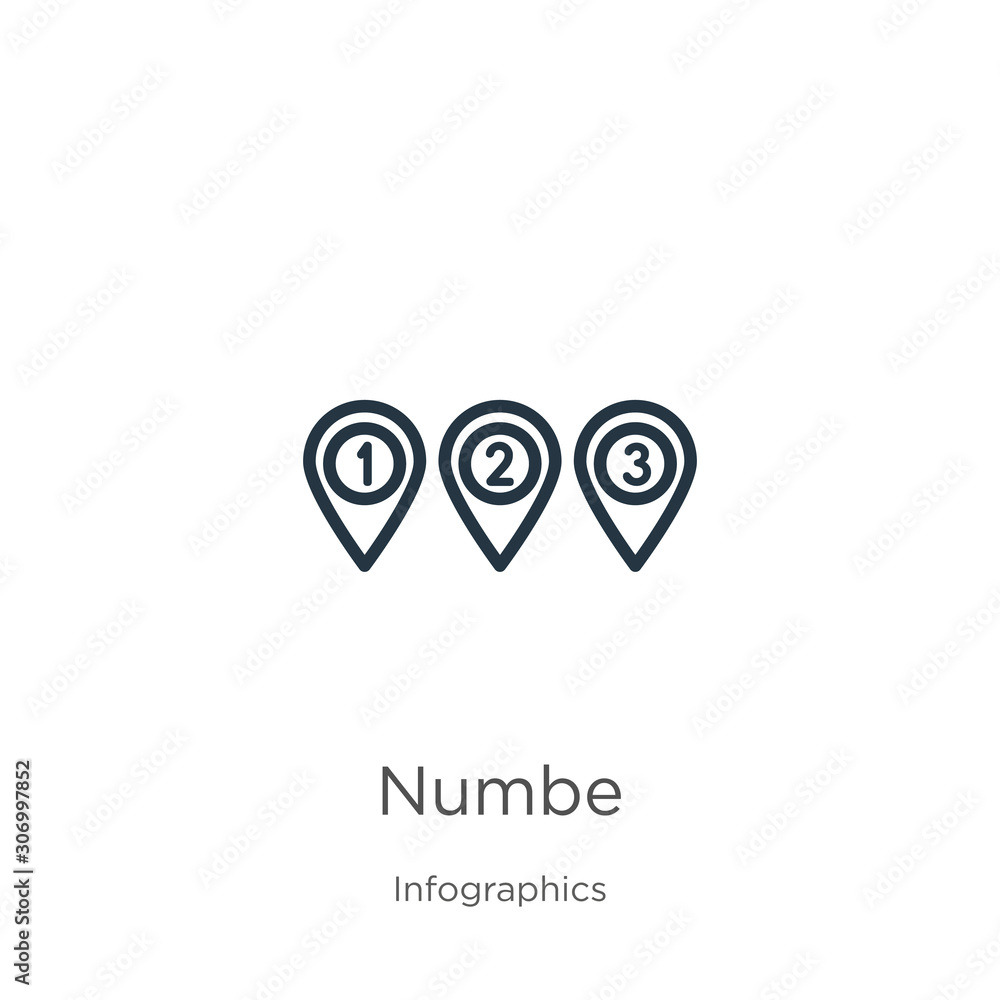 Poster numbered icon. thin linear numbered outline icon isolated on white background from infographics coll