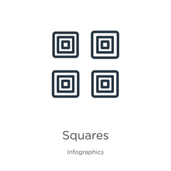 Squares icon. Thin linear squares outline icon isolated on white background from infographics collection. Line vector squares sign, symbol for web and mobile