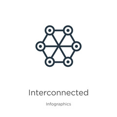 Interconnected icon. Thin linear interconnected outline icon isolated on white background from infographics collection. Line vector interconnected sign, symbol for web and mobile