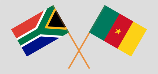 Crossed flags of Cameroon and the RSA
