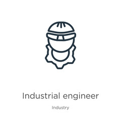 Industrial engineer icon. Thin linear industrial engineer outline icon isolated on white background from industry collection. Line vector industrial engineer sign, symbol for web and mobile