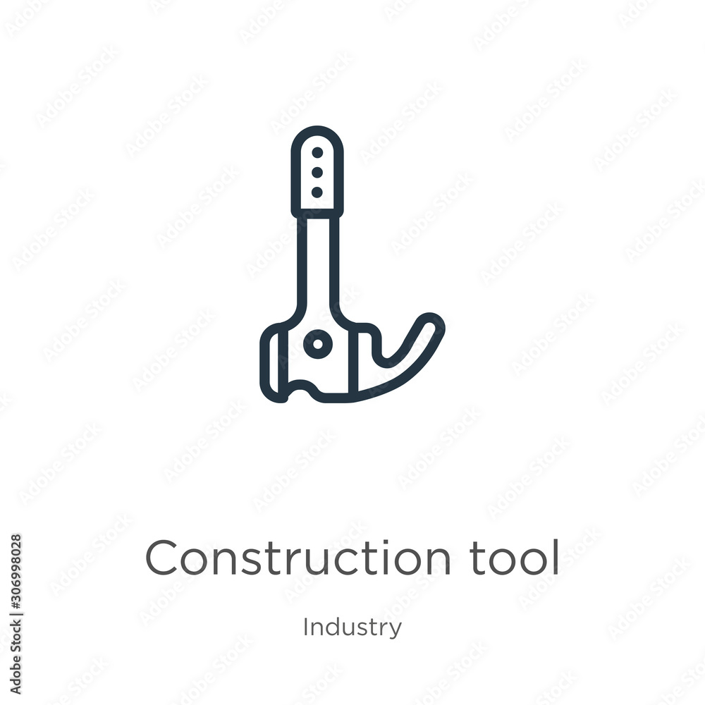Poster construction tool icon. thin linear construction tool outline icon isolated on white background from
