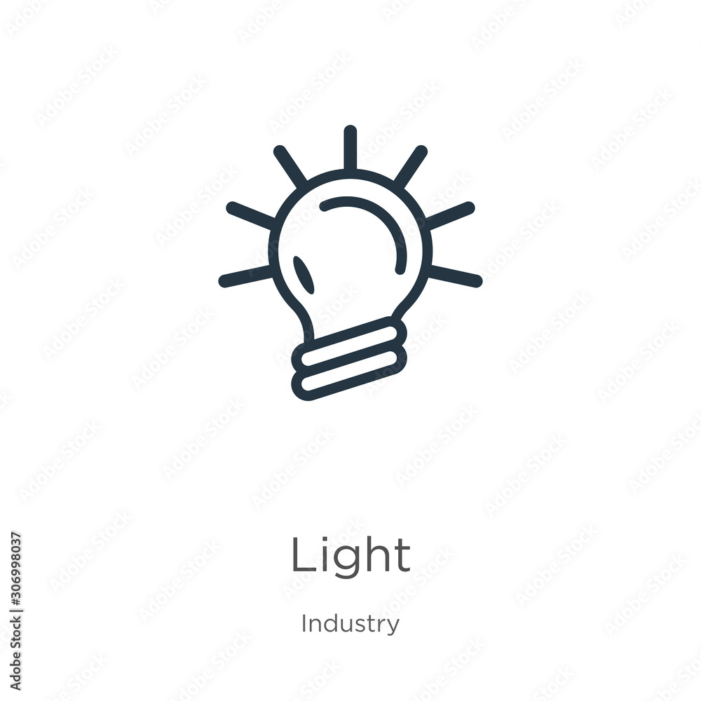 Poster light icon. thin linear light outline icon isolated on white background from industry collection. li
