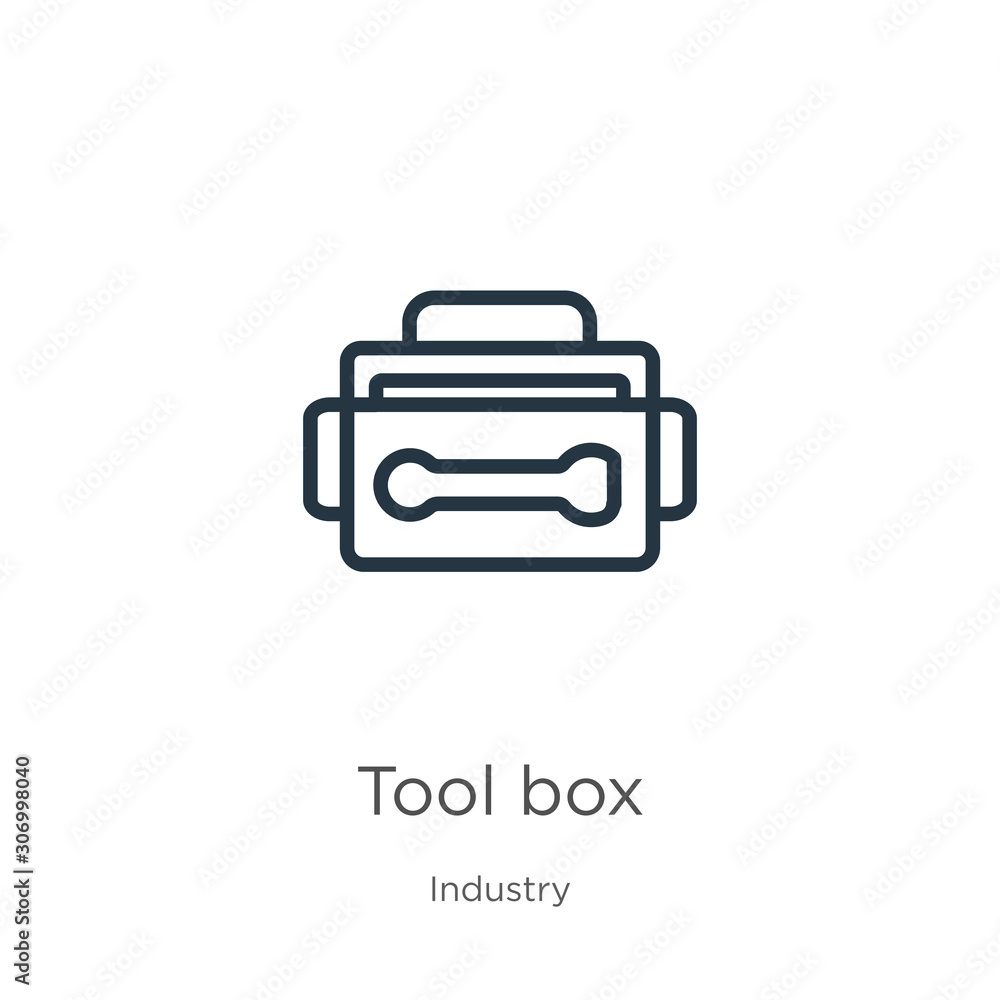 Poster tool box icon. thin linear tool box outline icon isolated on white background from industry collecti