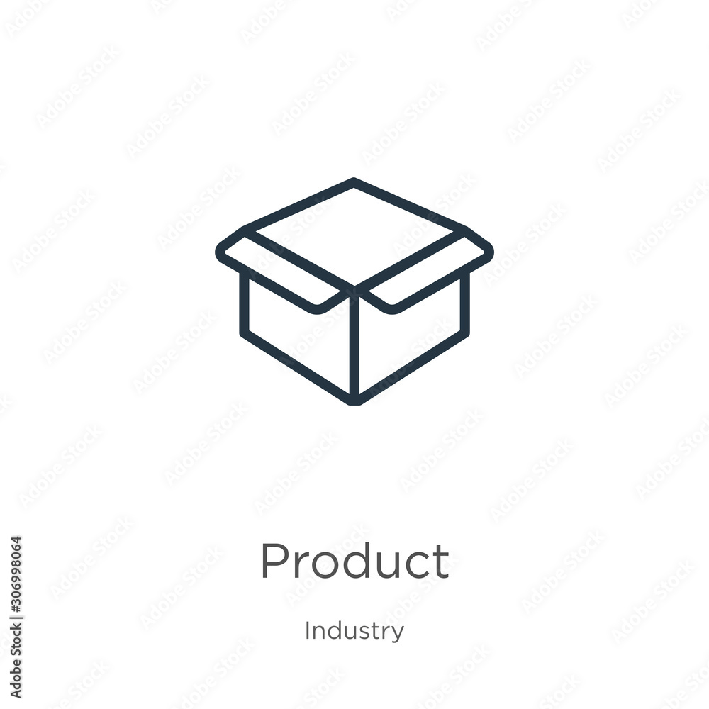 Poster product icon. thin linear product outline icon isolated on white background from industry collection