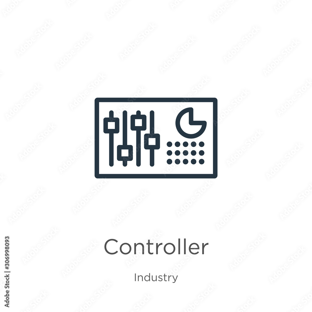 Aufkleber controller icon. thin linear controller outline icon isolated on white background from industry coll