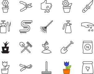 gardening vector icon set such as: science, device, home, digital, small, board, irrigation, environmental, knowledge, old, microchip, solid, outside, s, knife, field, fork, cpu, fresh, hedge
