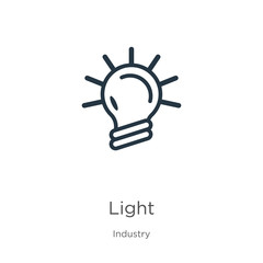 Light icon. Thin linear light outline icon isolated on white background from industry collection. Line vector light sign, symbol for web and mobile