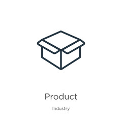 Product icon. Thin linear product outline icon isolated on white background from industry collection. Line vector product sign, symbol for web and mobile