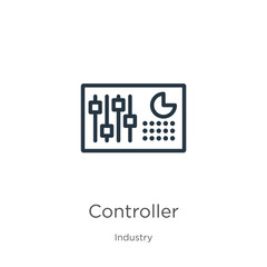 Controller icon. Thin linear controller outline icon isolated on white background from industry collection. Line vector controller sign, symbol for web and mobile