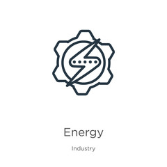 Energy icon. Thin linear energy outline icon isolated on white background from industry collection. Line vector energy sign, symbol for web and mobile