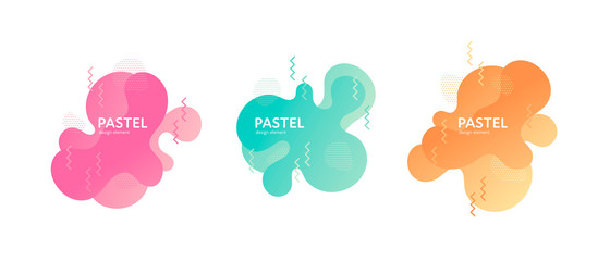 Fluid abstract banner template illustration. Set of modern bright color gradient liquid shapes isolated on white background. Memphis art concept. Design element for poster, backdrop, web, sale, print.