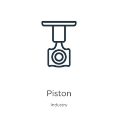 Piston icon. Thin linear piston outline icon isolated on white background from industry collection. Line vector piston sign, symbol for web and mobile