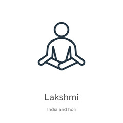Lakshmi icon. Thin linear lakshmi outline icon isolated on white background from india collection. Line vector lakshmi sign, symbol for web and mobile