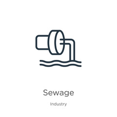 Sewage icon. Thin linear sewage outline icon isolated on white background from industry collection. Line vector sewage sign, symbol for web and mobile