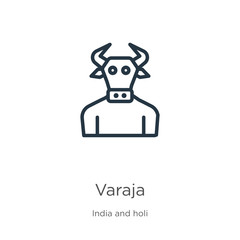 Varaja icon. Thin linear varaja outline icon isolated on white background from india collection. Line vector varaja sign, symbol for web and mobile