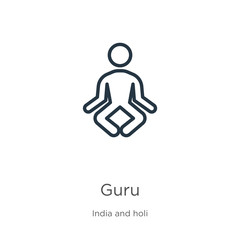 Guru icon. Thin linear guru outline icon isolated on white background from india collection. Line vector guru sign, symbol for web and mobile