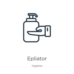 Epliator icon. Thin linear epliator outline icon isolated on white background from hygiene collection. Line vector epliator sign, symbol for web and mobile