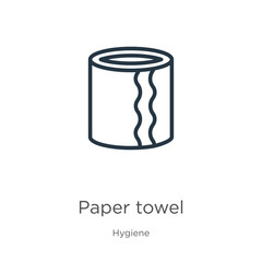 Paper towel icon. Thin linear paper towel outline icon isolated on white background from hygiene collection. Line vector paper towel sign, symbol for web and mobile