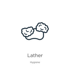 Lather icon. Thin linear lather outline icon isolated on white background from hygiene collection. Line vector lather sign, symbol for web and mobile