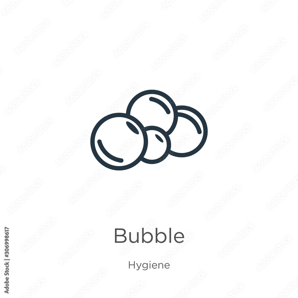 Poster bubble icon. thin linear bubble outline icon isolated on white background from hygiene collection. l