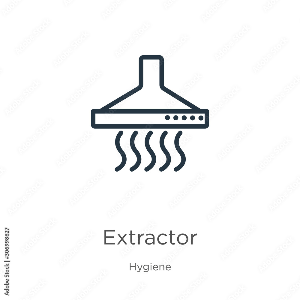 Poster extractor icon. thin linear extractor outline icon isolated on white background from hygiene collect