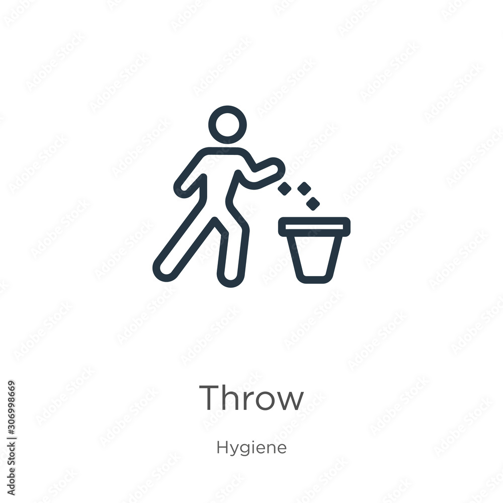 Poster throw icon. thin linear throw outline icon isolated on white background from hygiene collection. lin