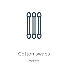 Cotton swabs icon. Thin linear cotton swabs outline icon isolated on white background from hygiene collection. Line vector cotton swabs sign, symbol for web and mobile