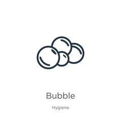 Bubble icon. Thin linear bubble outline icon isolated on white background from hygiene collection. Line vector bubble sign, symbol for web and mobile