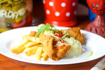 Chicken dish on a restaurant table